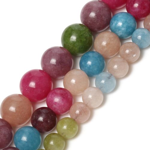 Perles Rondes En Pierre Naturelle Pour La Fabrication De Bijoux, Pierres Colorées En Tourmaline, Jades, Travaux D'aiguille, Bracelet À Breloques, Bricolage, 6/8/10mm