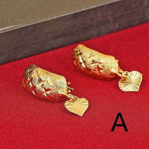Boucles D'oreilles En Forme De C¿Ur Pour Femmes, Bijoux Africains Éthiopiens Pour Filles, Couleur Or Jaune, Dubaï, Bijoux Arabes Du Moyen Orient, Cadeaux Pour Mamans