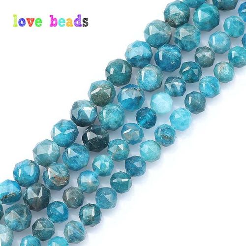 Perles En Apatite Bleue Naturelle À Facettes, Pour La Fabrication De Bijoux, 6mm 8mm Bricolage Accessoires De Bracelet Perlé, 7.5 Pouces