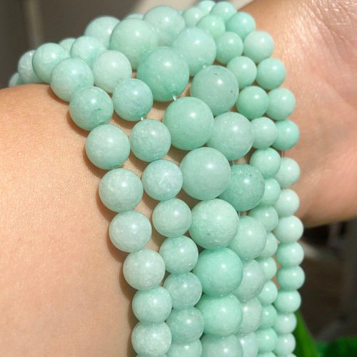 Perles D'amazonite Bleue Naturelle, Pierres Rondes Et Amples Pour La Fabrication De Bijoux Pour Femmes, Accessoires Pour Bracelets Et Colliers, 15 Pouces, Bricolage, 4 6 8 10 12mm