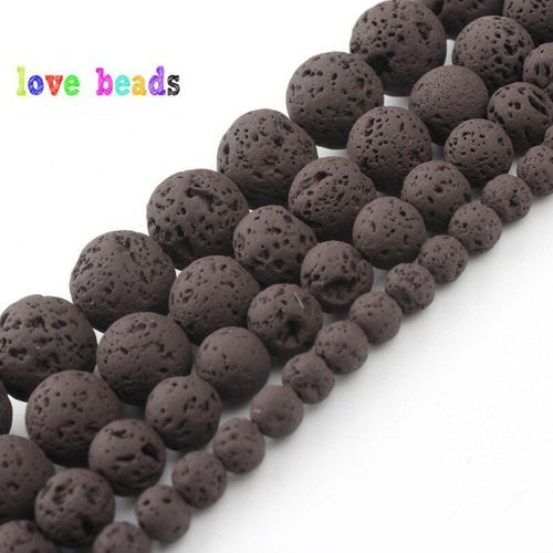 Perles Rondes En Pierre Volcanique Marron Naturelle, Pour La Fabrication De Bijoux 4/6/8/10mm, Accessoires Pour Bracelets Et Colliers, 15 Pouces