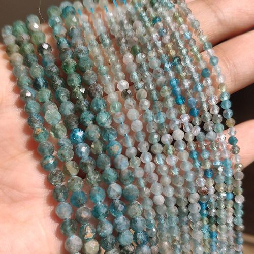 Perles De Pierres Précieuses En Apatite Bleue Naturelle, À Facettes, En Kyanite Bricolage Fabrication De Bijoux, Bracelet Fait À La Main, 15 Pouces, 2/3/4mm
