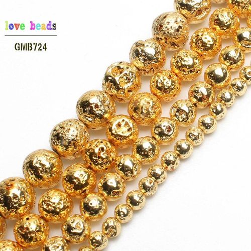 Perles Rondes En Hématite, Pierre Naturelle, Or, 4mm, 6mm, 8mm, 10mm, Pour Bricolage, Collier, Bracelet, Accessoires Pour La Fabrication De Bijoux