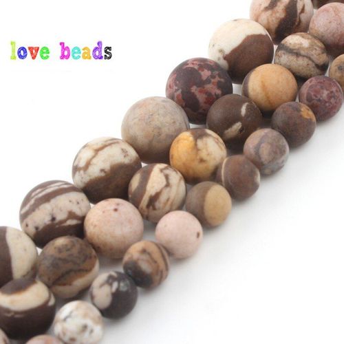 Perles En Pierre Naturelle Mate, Jaspe Zèbre Australien, Perles Rondes De 6/8/10mm D'espacement, Pour La Fabrication De Bijoux, Bracelet Et Collier