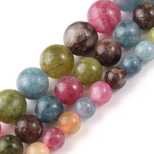 Perles Rondes En Pierre De Tourmaline Jades Colorées, Pour La Fabrication De Bijoux, Accessoires Pour Bracelets, 15 ''6/8/10mm