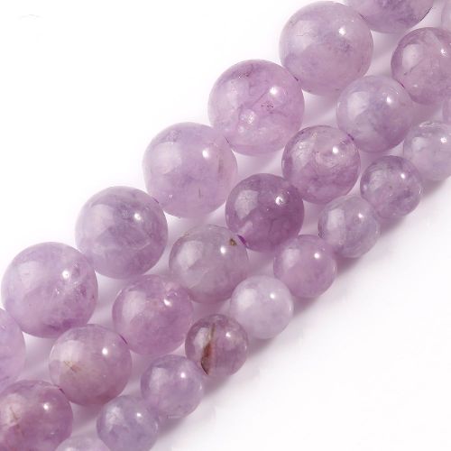 Cristaux D'améthyste Violet Clair, Perles Rondes En Pierre De Jades Pour La Fabrication De Bijoux, Bracelets Diy 15 ''6/8/10mm