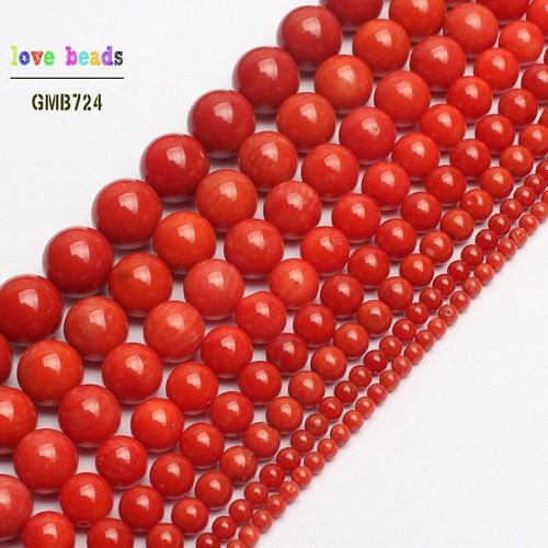 Perles Rondes En Corail Rouge Naturel Aaa, Amples, Pour La Fabrication De Bijoux, Bracelet Perlé, 15 Pouces 2/3/4/6/8mm