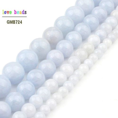 Perles De Jades Bleu Clair Gris Pour La Fabrication De Bijoux 15 Pouces, Bracelets Diy Pour Femmes 4/6/8/10mm