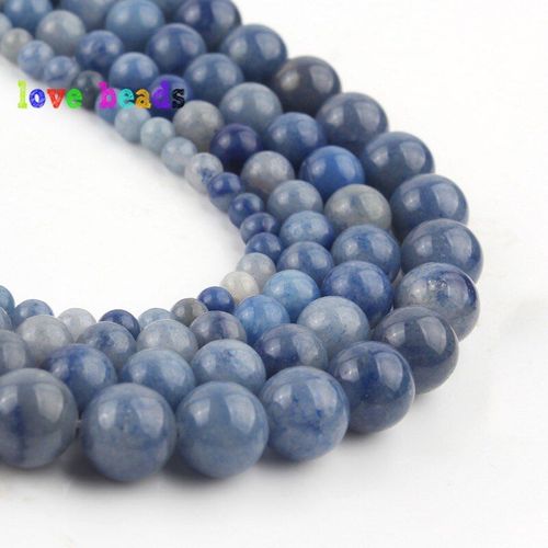 Perles Rondes En Pierre De Jades Aventurine Bleue Naturelle, 4/6/8/10/12mm, Minéraux En Vrac Pour La Fabrication De Bijoux, Bracelet À Bricoler Soi Même 15 Pouces