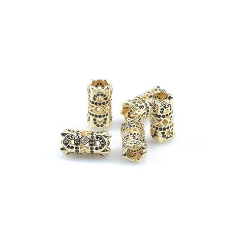 Perles En Métal Pour La Fabrication De Bijoux Pour Hommes, 3 Pièces, Tube Creux En Laiton Cz, Micro Pavé Noir, Zircone Cubique, Entretoise, Accessoires Pour Bracelets