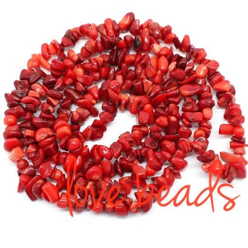 Brin De Perles En Pierre De Corail Rouge Foncé, Irrégulier, 5 8mm, 80cm, Bracelets À Faire Soi Même