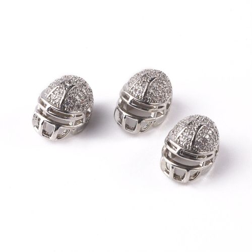 Perles D'espacement Cz Pour Hommes, 3 Pièces/Lot, Bracelets De Niveau 3, Casques En Laiton, Micro Pavé Cubique En Zircone, Fabrication De Bijoux À Faire Soi Même