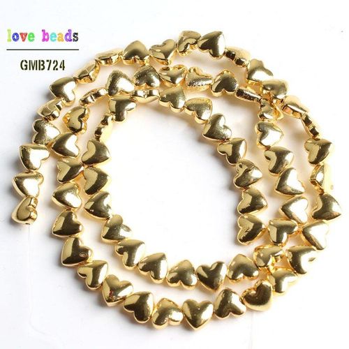Perles En Pierre Hématite Naturelle, Couleur Rose Or Argent, C¿Ur D'amour, Pour La Fabrication De Bijoux, Bracelet À Faire Soi Même, 15 ''5x6mm
