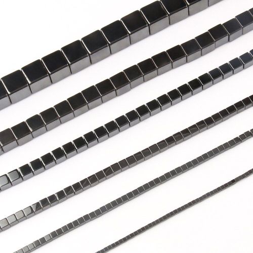 Perles En Hématite Noire Lisse, Perles En Pierre Naturelle Pour La Fabrication De Bijoux, Perles Carrées D'espacement En Vrac, Bricolage Collier Bracelet 15