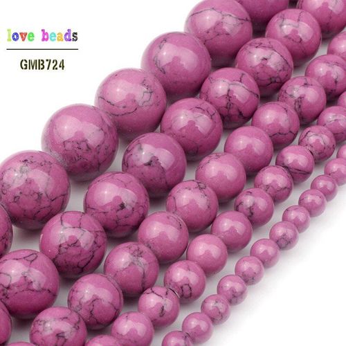 4/6/8/10/12mm Perles De Pierre Howlite Violet Pour Bracelet De Bijoux Faisant Des Perles Rondes En Vrac Brin 15