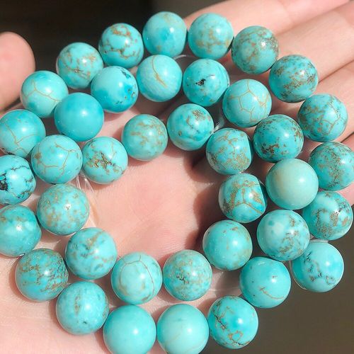 Pierres Naturelles Rondes Turquoises, Améthystes De Quartz Rose, Perles D'espacement Amples Pour Bracelet, Fabrication De Bijoux, Bricolage