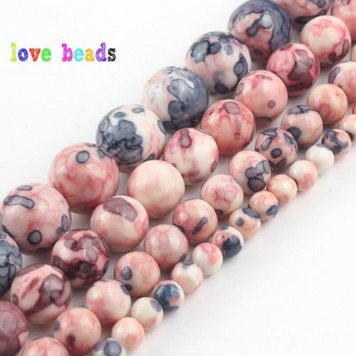 Perles Rondes En Pierre Naturelle Arc En Ciel, 4/6/8mm, Rose, Violet, Pour La Fabrication De Bijoux, Bracelet Fait À La Main
