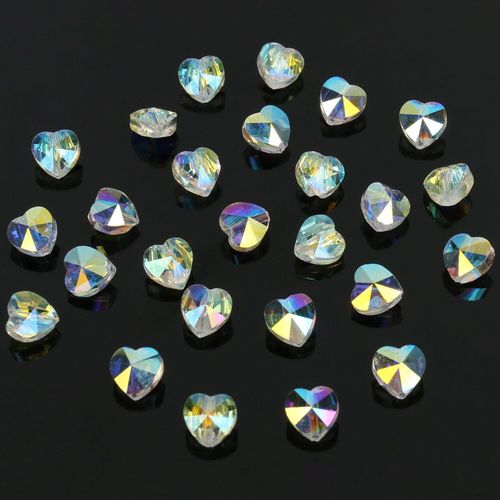 Perles De Cristal En Forme De C¿Ur Ab, 30/60/90 Pièces, En Verre Transparent, Pour La Fabrication De Bijoux, Bracelet Fait À La Main, Diy