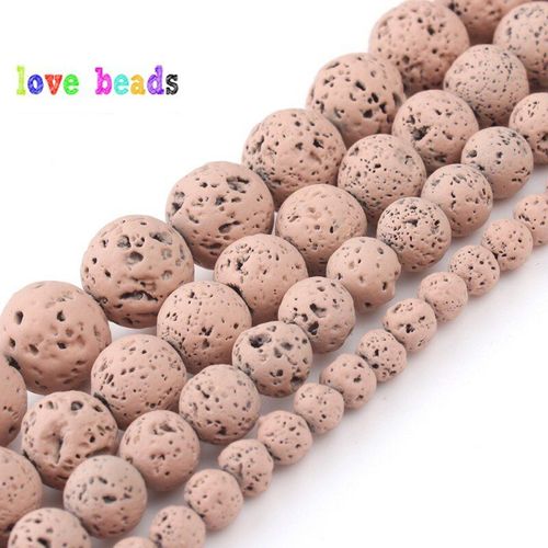 Perles Rondes En Pierre Volcanique Naturelle, Rose Nu, Pour La Fabrication De Bijoux, 4/6/8/10mm, Accessoires Pour Bracelets Et Colliers, 15