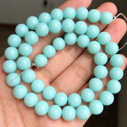 Perles De Verre De Couleur Rose, Vert, Jaune, Jade, 8mm, Breloques D'espacement Amples Pour Bricolage, Bracelet, Accessoires De Fabrication De Bijoux De 15 Pouces