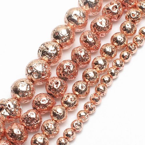 Perles Rondes En Hématite, Pierre De Lave Naturelle, Couleur Argent, Or Rose, Pour La Couture, La Fabrication De Bijoux, Bracelet, Collier, Accessoires 15