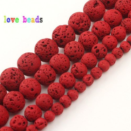 Perles En Pierre Naturelle Hématite Lave Rouge, Pour La Fabrication De Bijoux, Perles D'espacement Rondes 4/6/8/10mm, Collier