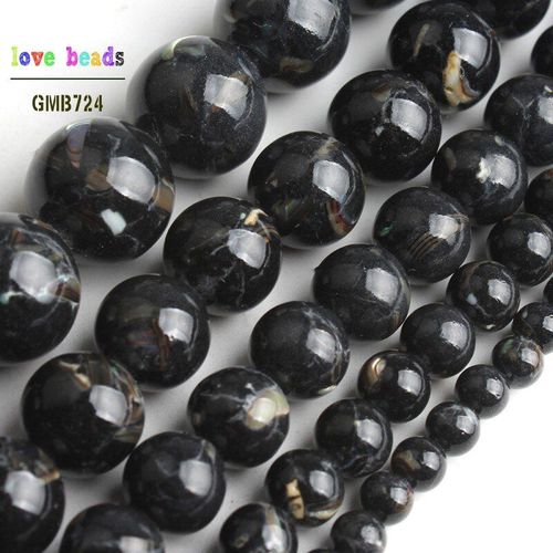Pierre Howlite Noire, Grosses Perles À Coque, Pour La Fabrication De Bijoux, Brin 15 ''bracelet À Bricoler Soi Même 4/6/8/10/12mm