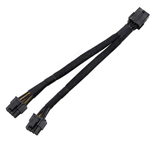 Adaptateur d'alimentation PCI Express tressé, PCIe femelle à double 2X 8 broches (6 + 2) mâle, séparateur en Y Compatible avec ASRock, Radeon