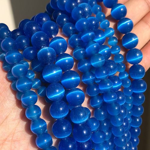 Perles Rondes En Pierre Naturelle, ¿Il De Chat Bleu, Opalite, Taille Ample, Pour La Fabrication De Bijoux, Accessoires Pour Bracelets, Diy, 4 6 8 10mm