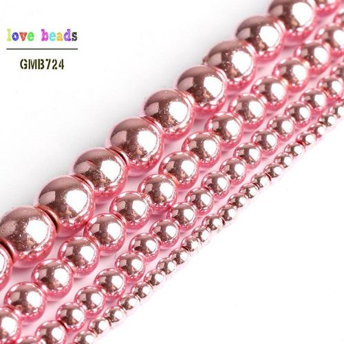 Perles Rondes En Hématite Naturel, Or Rose, Plaqué, Pour La Fabrication De Bijoux, Bracelet, 15 Pouces, Brin 2/3/4/6/8/10mm