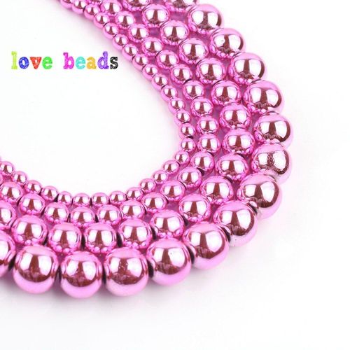 Perles Rondes En Hématite Pour La Fabrication De Bijoux, Pierres Naturelles Noires, Bleues, Rouges, Vertes, Pour La Fabrication De Bracelets, Boucles D'oreilles Et Pendentifs, 15 Pouces, 3/4/6/8mm