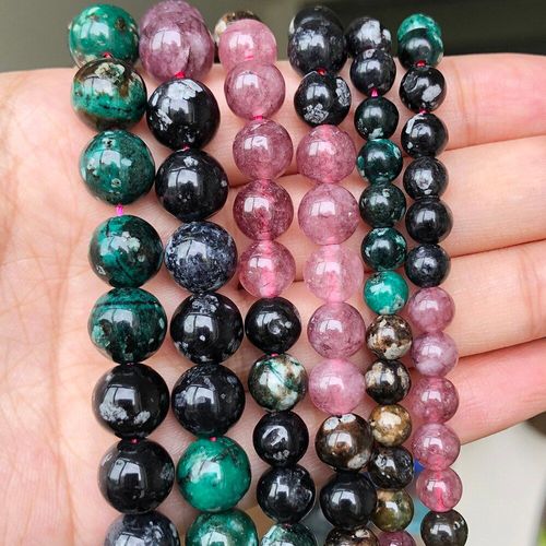 Perles Rondes En Pierre Naturelle, Pierres Colorées, Tourmaline, Jade, Pour La Fabrication De Bijoux, Bracelet À Faire Soi Même, 6, 8, 10mm, 15 Pouces