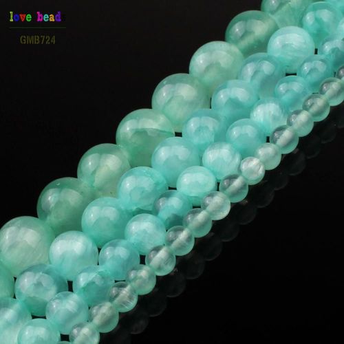 Perles En Pierre De Jades Bleu Cyan Lisse, 4/6/8/10mm, Pour La Fabrication De Bijoux, Bracelets De 15 Pouces Pour Femmes