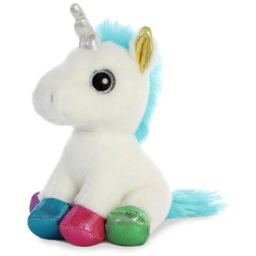 Peluche Jewel La Licorne Blanche Aux Sabots Multicolores - 18 Cm