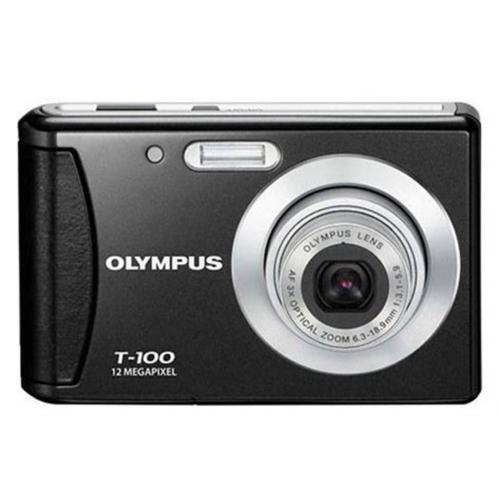 Olympus T-100 compact 12 MPIX 1/2.3" CCD 3 pouces noir black 3x zoom optique focale 36-108mm carte mémoire SD SDHC écran 2,4" USB : 2.0 poids 122g - NOIR