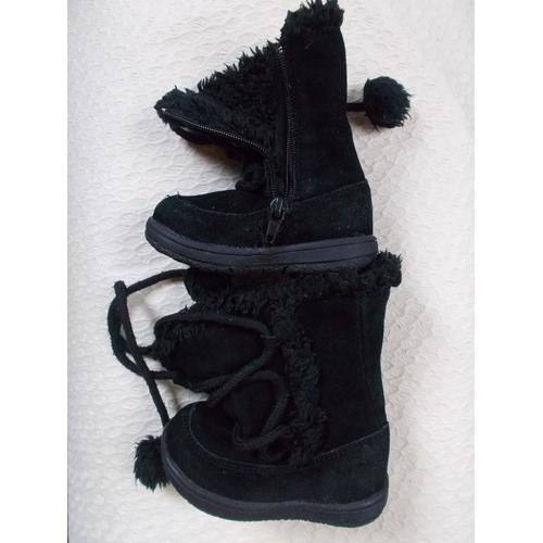 Jolies Bottines Noires Bébé Fille Fourrées Intérieur Pointure 20