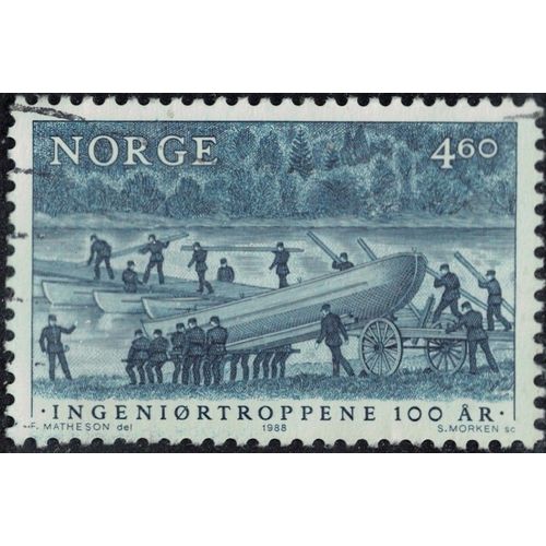 Norvège 1988 Oblitéré Used Les Troupes Du Génie Pont Flottant Avec Des Bateaux Y&t No 951 Su