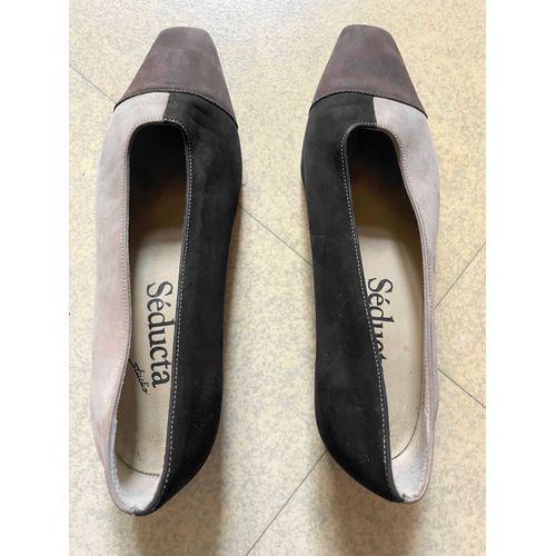 Ballerines Séducta Vintage Multicolores Marron Beige Noir Nubuck Modèle Graphique 38