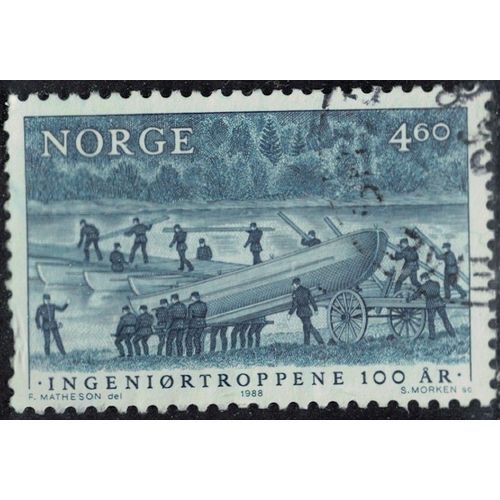 Norvège 1988 Oblitéré Used Les Troupes Du Génie Pont Flottant Avec Des Bateaux Y&t No 951 Su