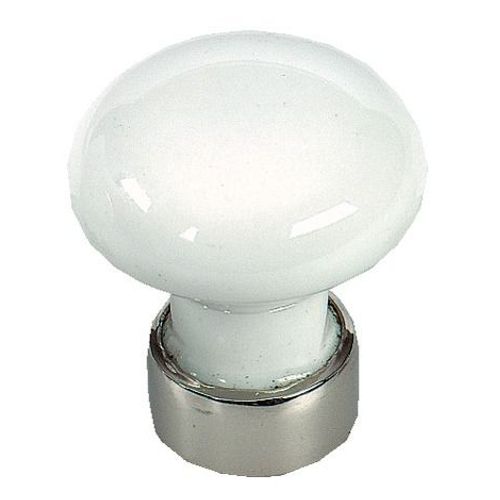 Bouton de tiroir porcelaine blanc Ø35 mm nickelé - MERIGOUS LIMOGES - V527111100