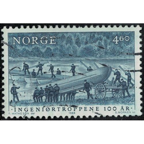 Norvège 1988 Oblitéré Used Les Troupes Du Génie Pont Flottant Avec Des Bateaux Y&t No 951 Su