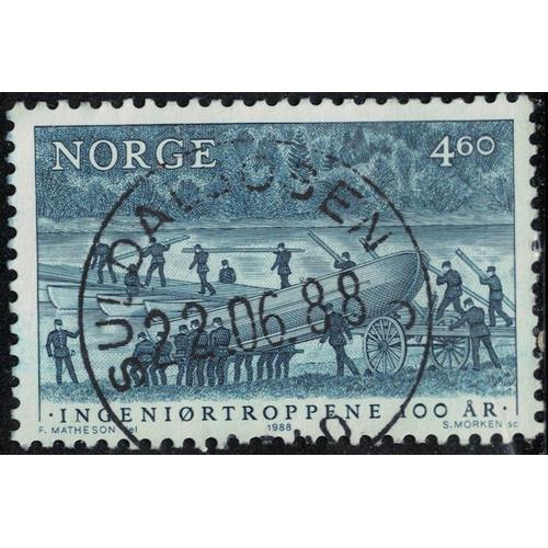 Norvège 1988 Oblitéré Used Les Troupes Du Génie Pont Flottant Avec Des Bateaux Y&t No 951 Su