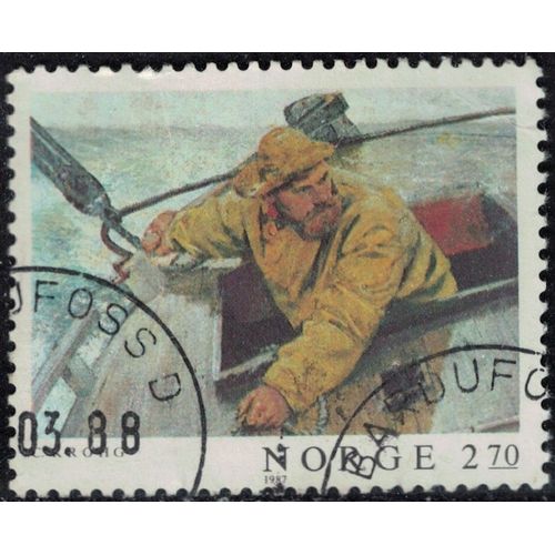 Norvège 1987 Oblitéré Used Peinture Helm A Lee Par Christian Krohg Y&t No 931 Su