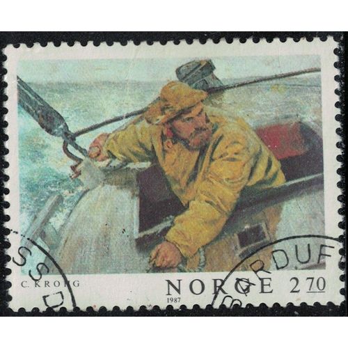 Norvège 1987 Oblitéré Used Peinture Helm A Lee Par Christian Krohg Y&t No 931 Su