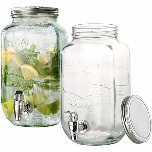 2 Carafes Distributeurs De Boisson En Verre "Quality" - 3,5 L