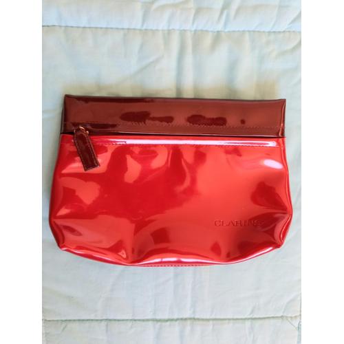 Trousse de toilette Clarins rouge femme sac de maquillage - 22 cm X 16 cm