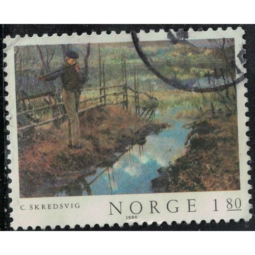 Norvège 1980 Oblitéré Used Le Garçon Au Sifflet De Saule Christian Skredsvig Y&t No 780 Su