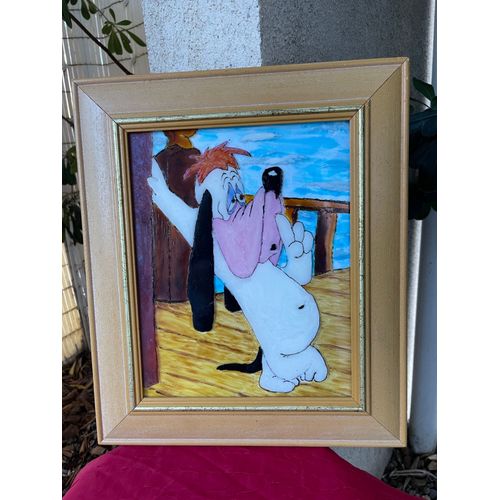 Tableau Droopy peint sur verre, fait main