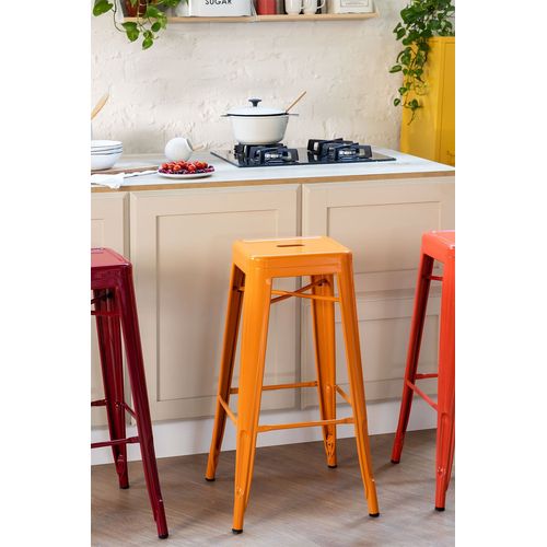 Pack 4 Tabourets Hauts (76 Cm) Lix Orange Safran