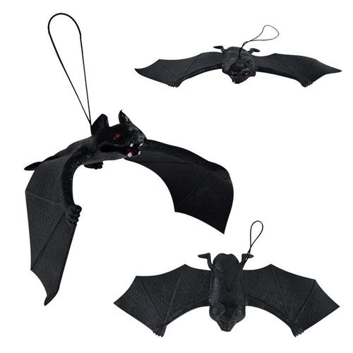 Décoration Suspendue De Chauve Souris D'halloween, 1 Pièce, Pendentif En Caoutchouc, Fausse Chauve Souris D'horreur, Animal Artificiel, Jouets Pour Enfants, Décor De Maison Hantée